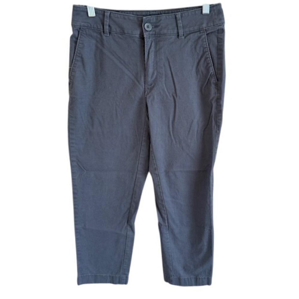 LOFT Outlet Women's Monroe Straight Petite Dark‎ Gray Chino Pants Stretch 2P